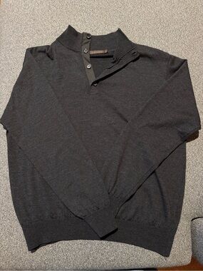 Men's Black Zip-Button Mock Neck Sweater